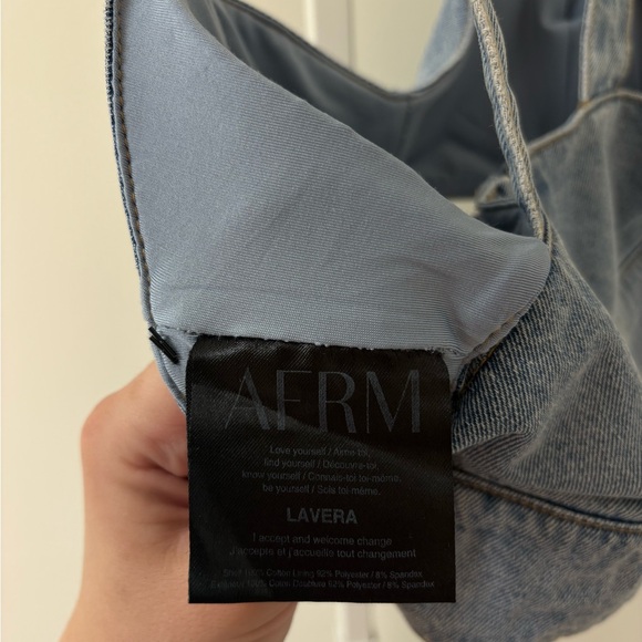 AFRM Light Wash Denim Cutout Crop Top - Light Blue - Picture 9 of 10